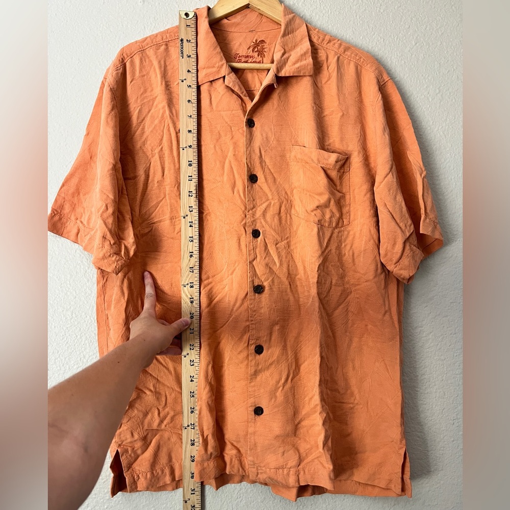Tommy Bahama Silk Button Down Short Sleeve Shirt Men Large Orange - Picture 8 of 8